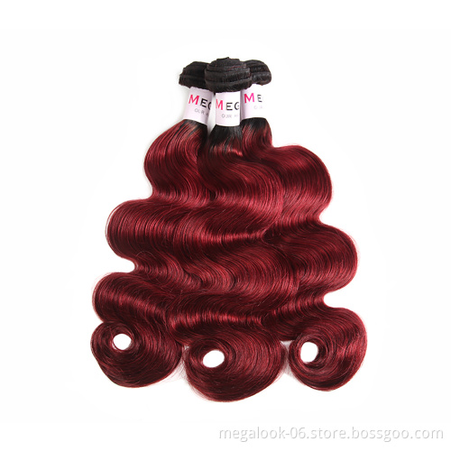 Megalook Cuticle Aligned Silky Straight Color 1b99J Human Hair Bundles, Straight Brazilian Hair Bundles